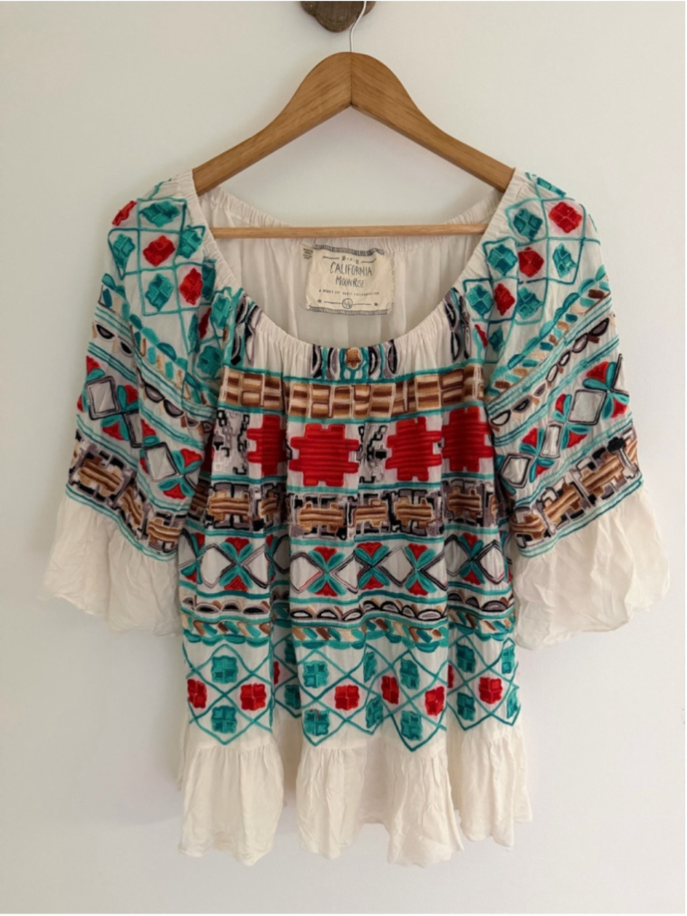 Boho Embroidered Peasant Top | California Moonrise | Festival Cottagecore
